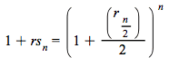 `+`(1, rs__n) = `^`(`+`(1, `*`(`/`(1, 2), `*`(r[`+`(`*`(`/`(1, 2), `*`(n)))]))), n)