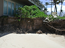 Foundation of house affected by beach erosion, N. Shore of Maui, Speckesville beach