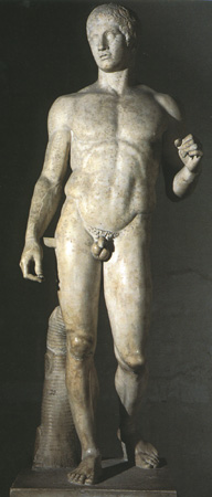 Polyclitus' Doryphoros (Roman Copy in Marble of Bronze Original, ca 450 BC)