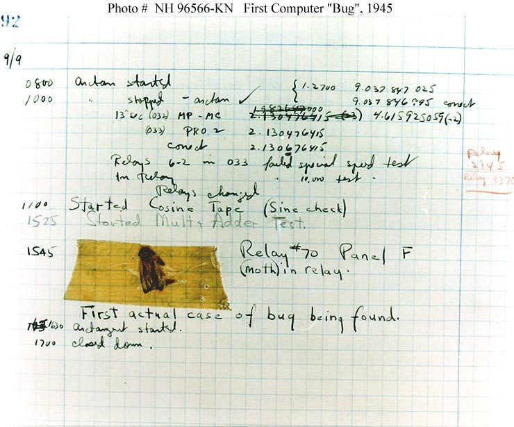 Grace Hopper's Log Page with First 'Computer' Bug