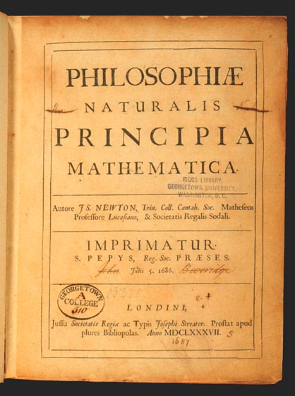 The Front Page of the First Edition of the Principia (Georgetwon University Library)