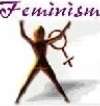 stick figure holding female sign, says Feminism