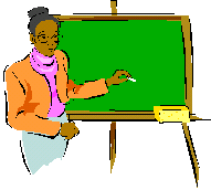 female school teacher with blackboard