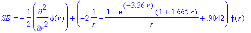 SE := -1/2*diff(phi(r),`$`(r,2))+(-2*1/r+(1-exp(-3....