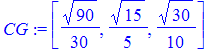 CG := vector([1/30*90^(1/2), 1/5*15^(1/2), 1/10*30^(1/2)])