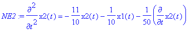NE2 := diff(x2(t),`$`(t,2)) = -11/10*x2(t)-1/10*x1(...