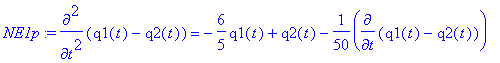 NE1p := diff(q1(t)-q2(t),`$`(t,2)) = -6/5*q1(t)+q2(...