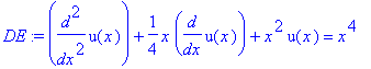 DE := diff(u(x),`$`(x,2))+1/4*x*diff(u(x),x)+x^2*u(x) = x^4