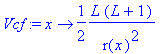Vcf := proc (x) options operator, arrow; 1/2*L*(L+1)/r(x)^2 end proc