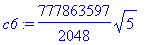 c6 := 777863597/2048*sqrt(5)