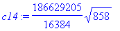 c14 := 186629205/16384*sqrt(858)