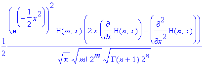 1/2*exp(-1/2*x^2)^2*H(m,x)*(2*x*diff(H(n,x),x)-diff...