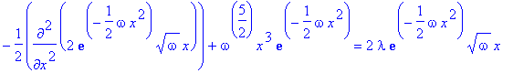 -1/2*diff(2*exp(-1/2*omega*x^2)*sqrt(omega)*x,`$`(x...
