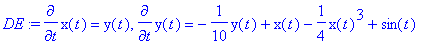 DE := diff(x(t),t) = y(t), diff(y(t),t) = -1/10*y(t...
