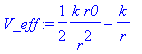 V_eff := 1/2*k*r0/(r^2)-k/r