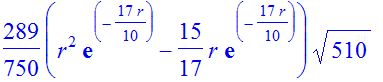 289/750*(r^2*exp(-17/10*r)-15/17*r*exp(-17/10*r))*510^(1/2)