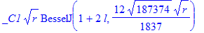 _C1*r^(1/2)*BesselJ(1+2*l,12/1837*187374^(1/2)*r^(1/2))