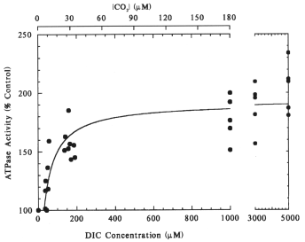 carbon dioxide dependence of ATPase activity