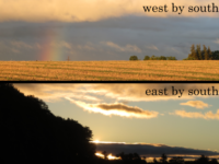 Sunrise rainbow after wheat harvest