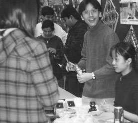 The International Student and Exchange Club organized booths in York Lanes during International Development Week 2000, featuring food from around the world and displays and artifacts reflecting various cultures.