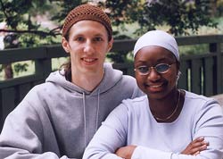 Monique Huggins (right) and 
Chris Penrose, delegates at UN World Youth Forum