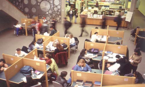 York students in the Scott Library preparing for final exams