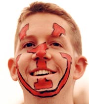 Footbal fan with Y U painted on his face
