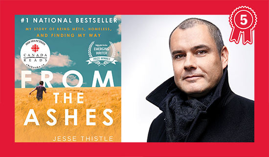 Composite image: From the Ashes book cover (left), headshot of author Jesse Thistle (right)