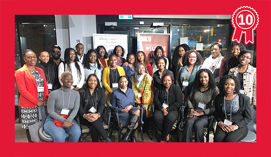Attendees of the relaunch event for the York U Black Alumni Network pose for a photo.