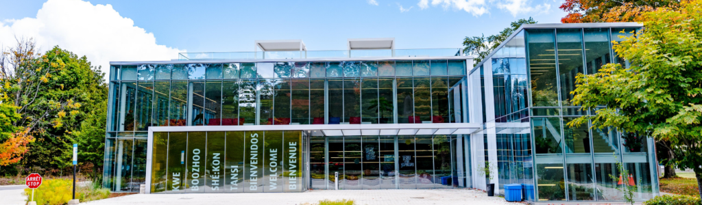 A photo of a building of the Glendon Campus on a bright day