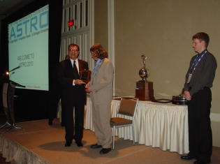 Dr. Brendan Quine Receives the 2010 Alouette Award on behalf of the Space Engineering Laboratory, York University