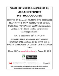 Urban Feminist Methodologies Workshop, Mumbai poster