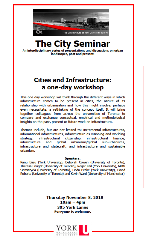 This poster comprises two interlocking rectangles, with The City Institute's logo and description of the event at the top. The bottom half of the poster includes two paragraphs describing the event and introducing the speakers. It also includes date, time and venue information.