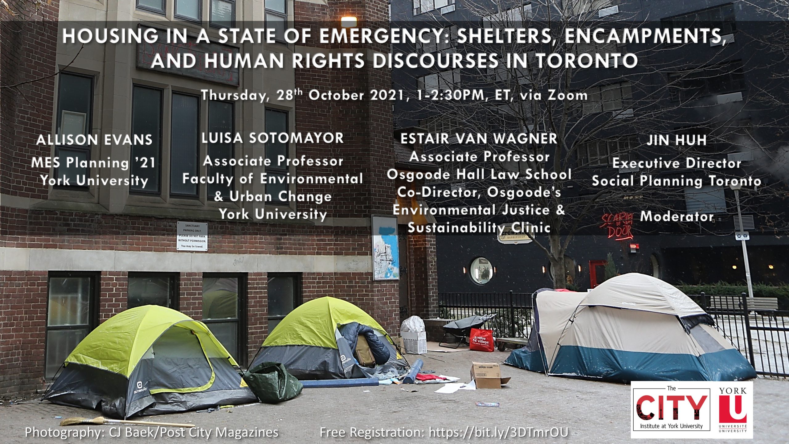 three camping tents as emergency shelters in downtown Toronto