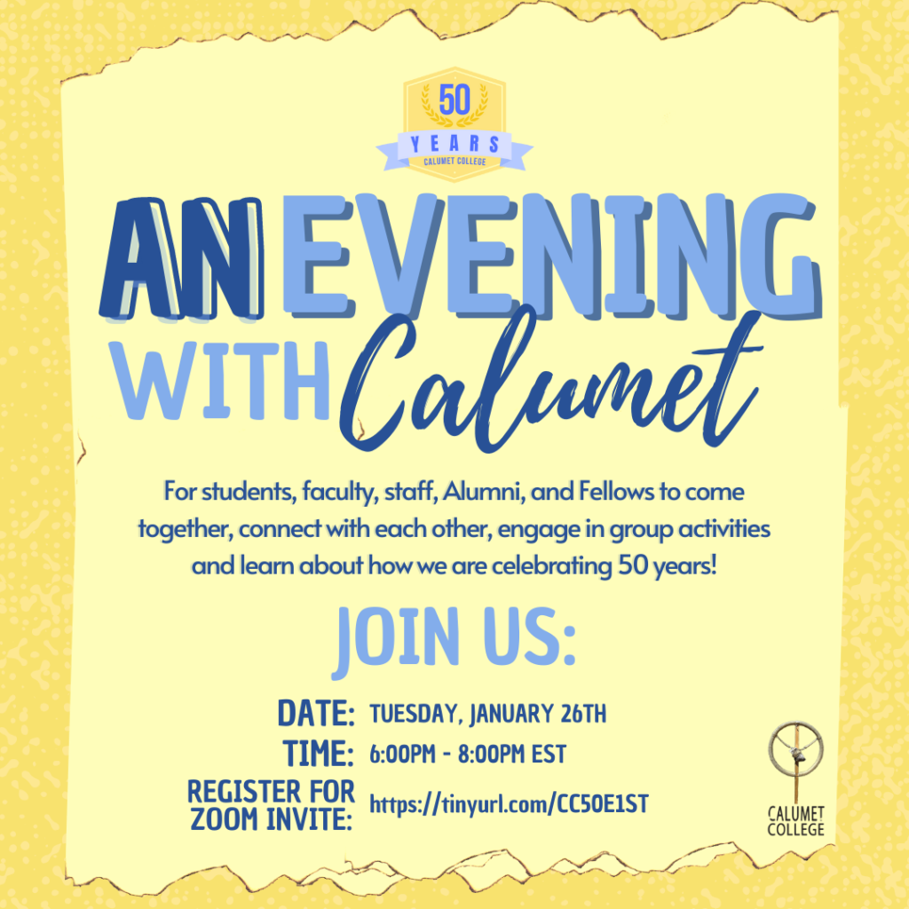 A poster with yellow background and deep and light blue text.
