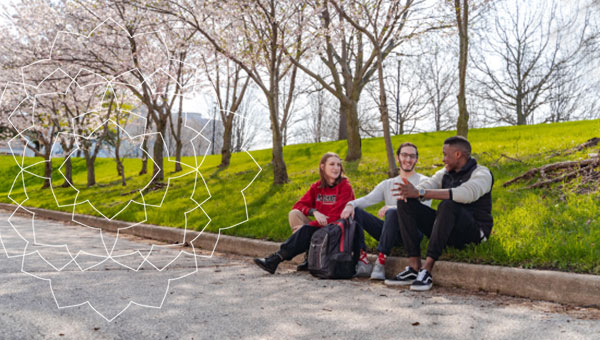 Un groupe d'étudiants sur le campus de York.