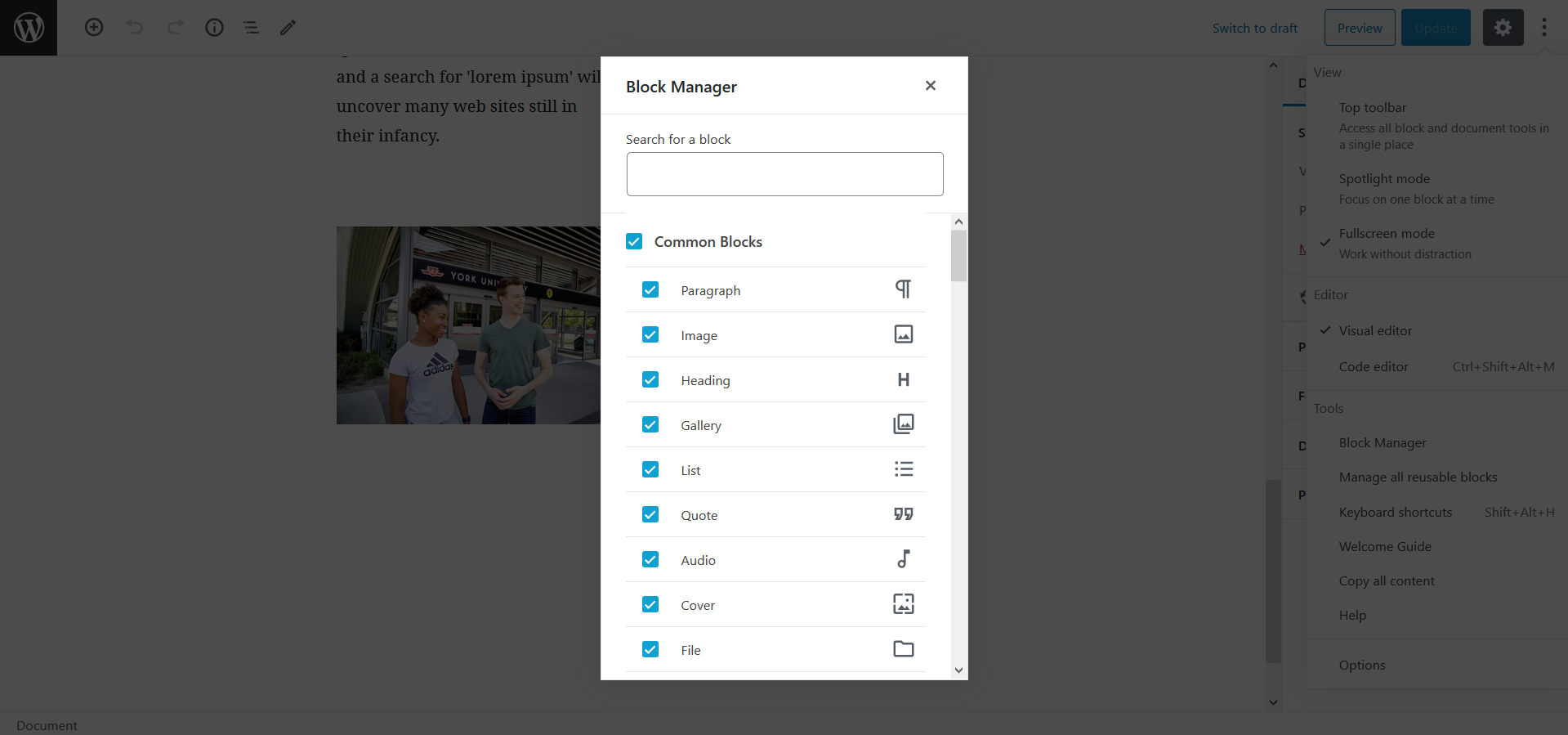 Controlling clutter with Block Manager