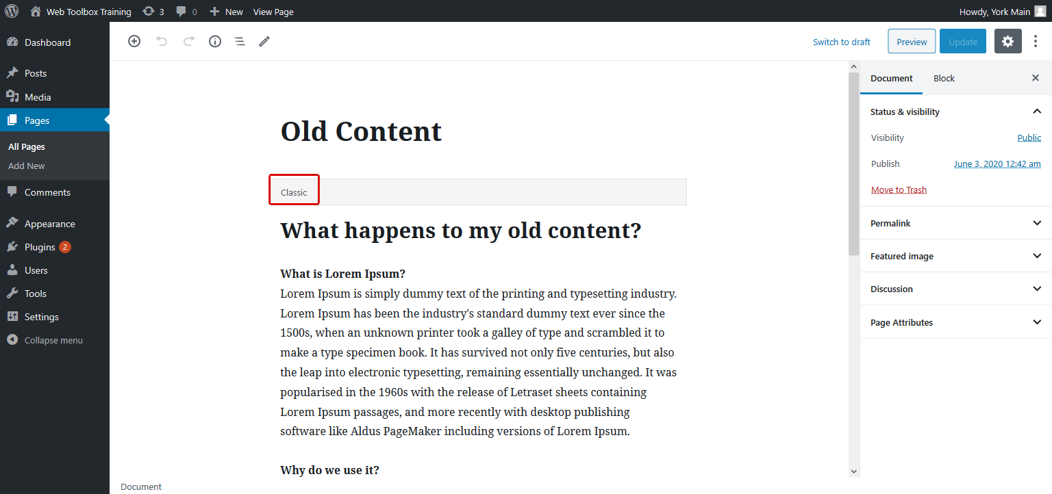Managing Old Content