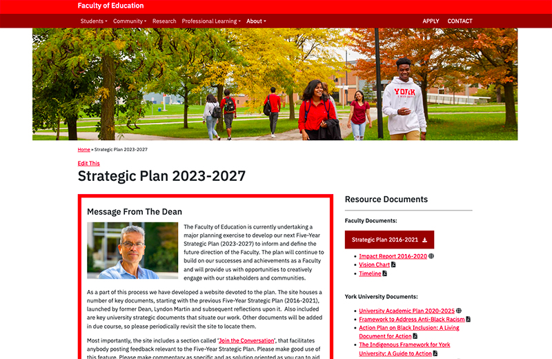 Strategic Plan Website Screenshot