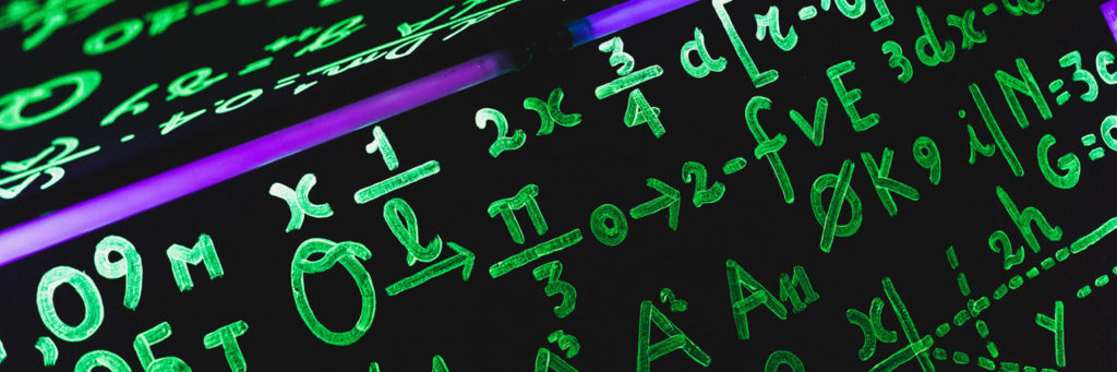 image of math equations in green text on a black background