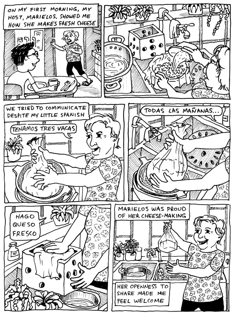 part of a comic book created by Martha Newbigging about their time as a home-stay with a family in Costa Rica