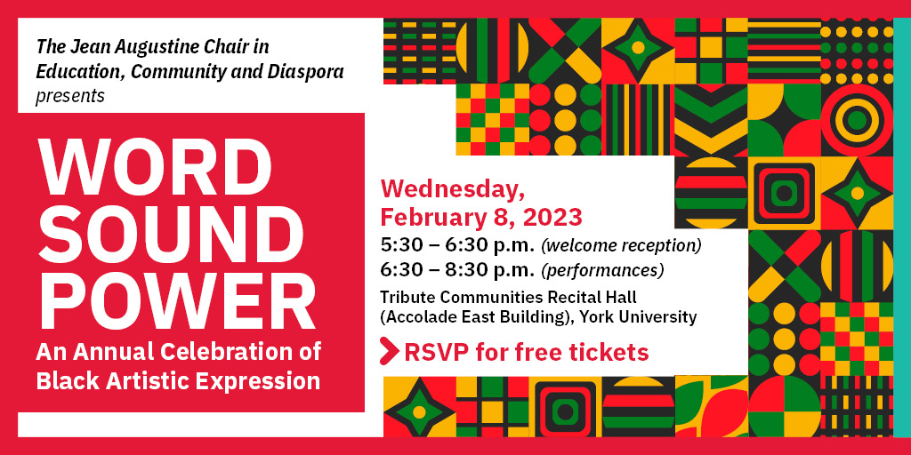 header image for WORD SOUND POWER Black History Month event with date, time and location of event