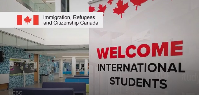 Welcome International Students sign at Pearson Airport