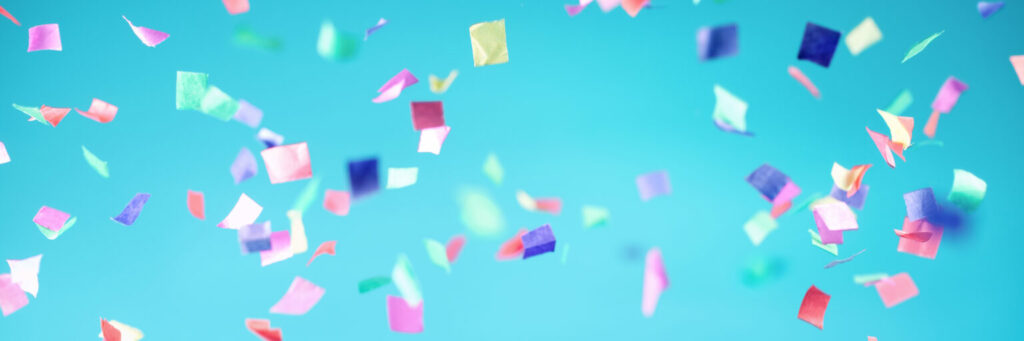 colourful confetti in the air