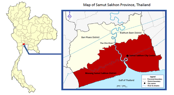 Map of Samut Sakhon Province, Thailand