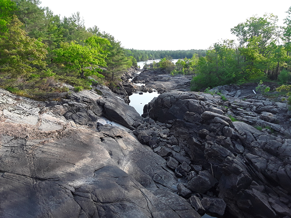 rocks and water flowing