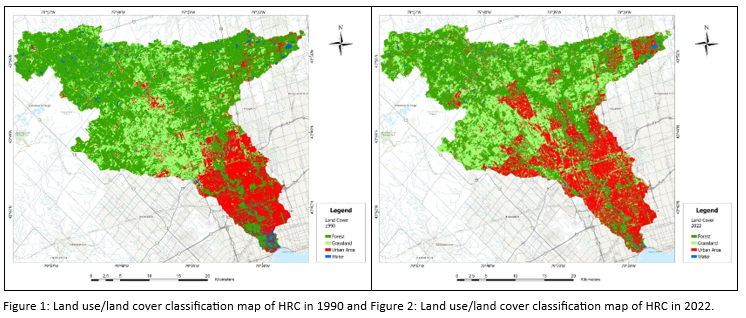 Land use/land cover classification map of HRC in 1990 and 2022