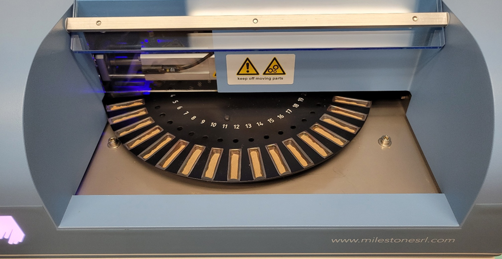 sediments sample on a machine