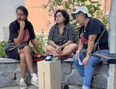 3 people sitting together