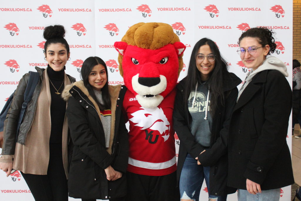 students with mascot
